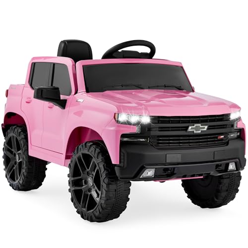 12V Licensed Chevrolet Silverado Ride On Truck Electric Car Toy with Parent Remote Control Pink D8623