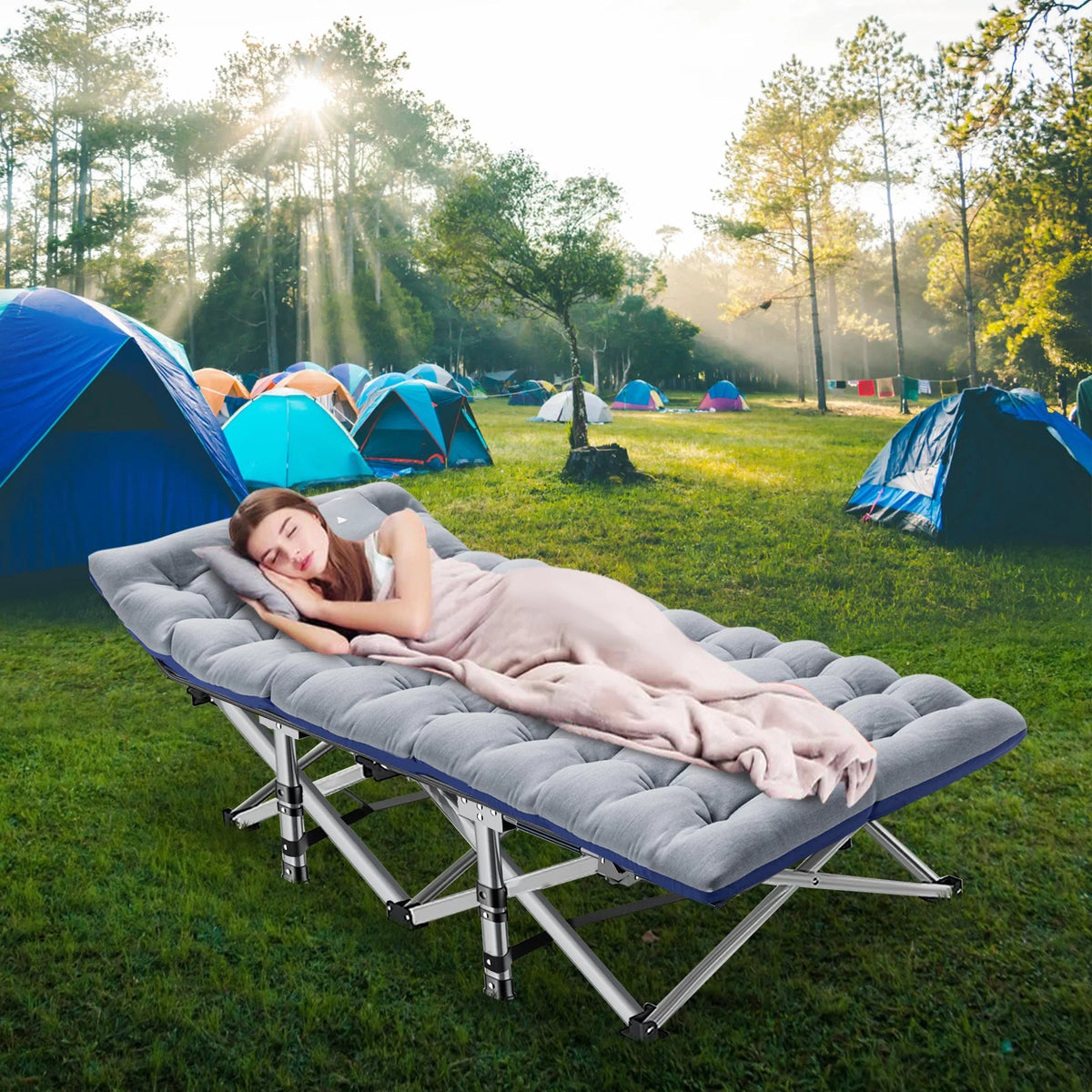 75" Portable Folding Camping Cot with Carry Bag N8248