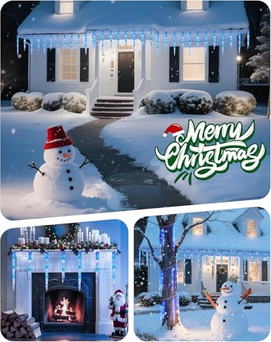 30ft 150 LED Cool White Icicle Lights with Remote K671931
