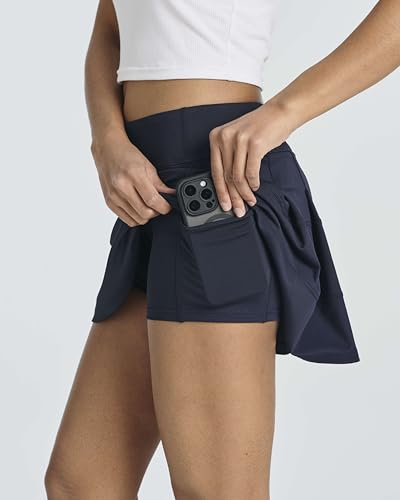 Women's 14" Pleated Tennis Skorts Golf Skirt High Waisted Athletic Running Casual Shorts with Pockets H1535