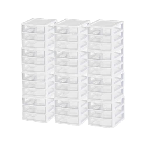 6-Pack White Plastic 3-Drawer Cart A8700