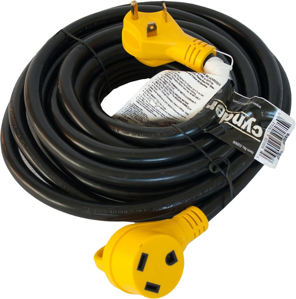 50 Feet Black 30 Amp RV Power Extension Cord Pack of 2 U563567