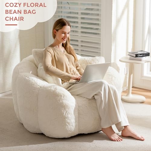 Beige Floral Shaped Bean Bag Sofa P146788