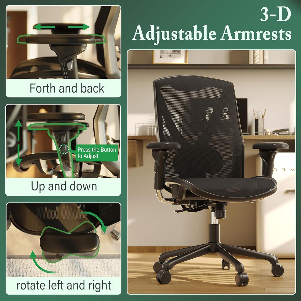 Executive Office Chair with Adjustable Lumbar Support and Swivel Mesh H393282