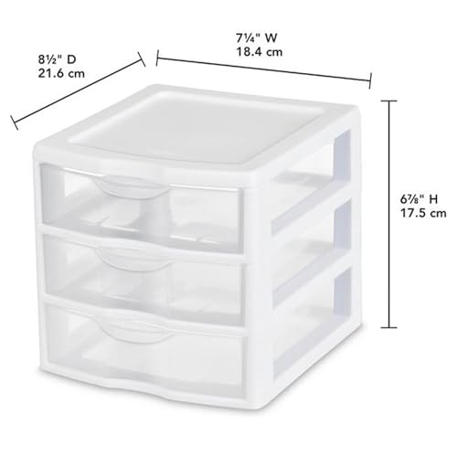 6-Pack White Plastic 3-Drawer Cart A8700