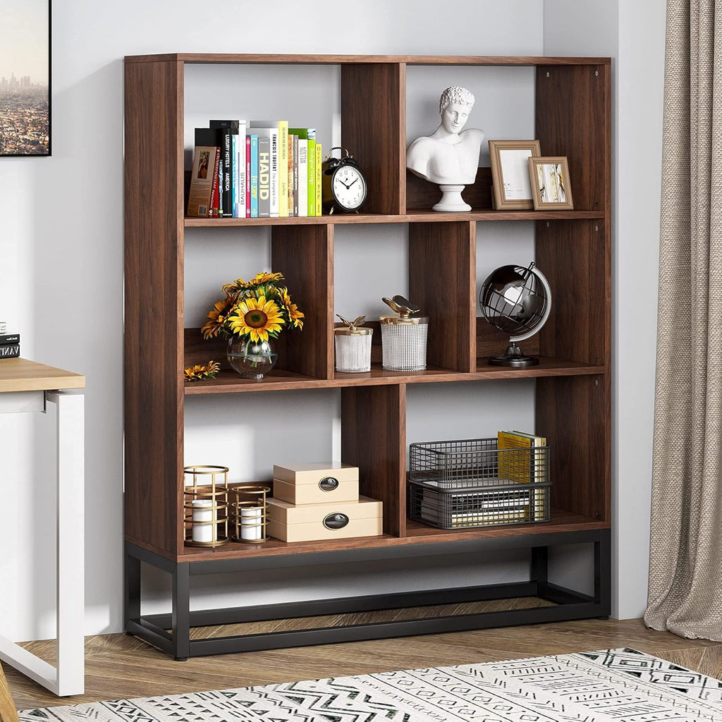 3 Tier 7-Cube Open Shelf Bookcase with Metal Leg A3535