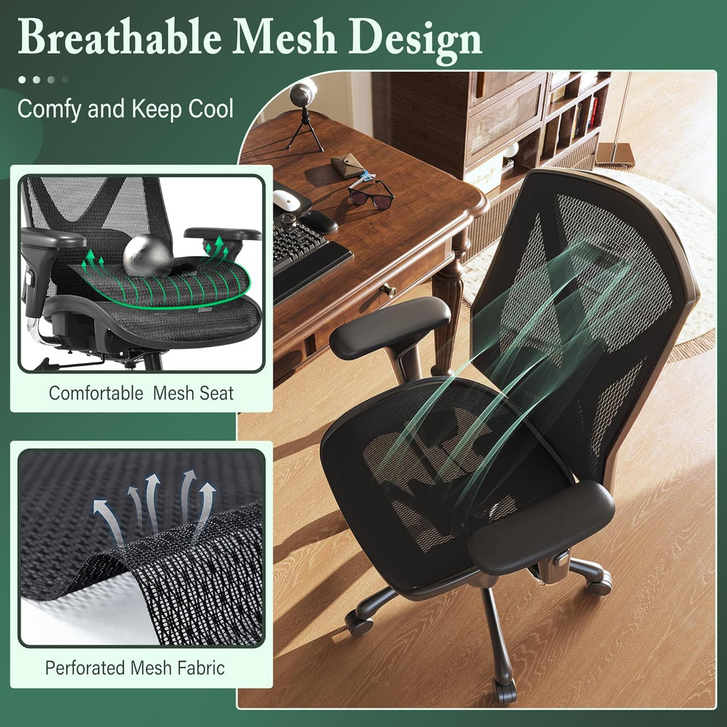 Executive Office Chair with Adjustable Lumbar Support and Swivel Mesh H393282