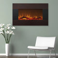 36" Mahogany Electric Fireplace with Wall Mount & Floor Stand D13593