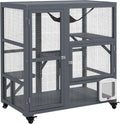 Grey Large Wooden Cat Enclosure with Roof W8379