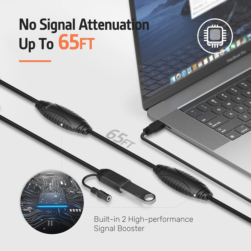 USB 3.0 Extension Cable 65FT Active Male to Female with 2 Signal Boosters B170030