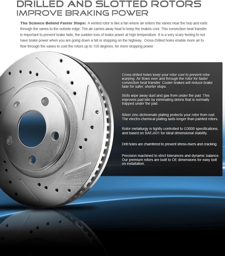 FRONT 280mm Drilled & Slotted 4 Lug Rotors T1735