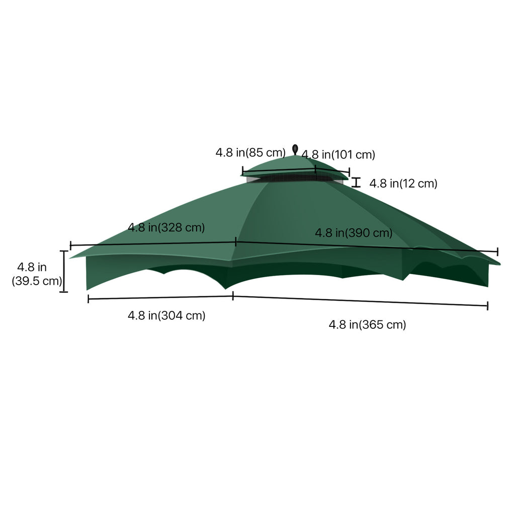 Green 10 X 12 Feet Water-Resistant Gazebo Replacement Canopy Top J5460