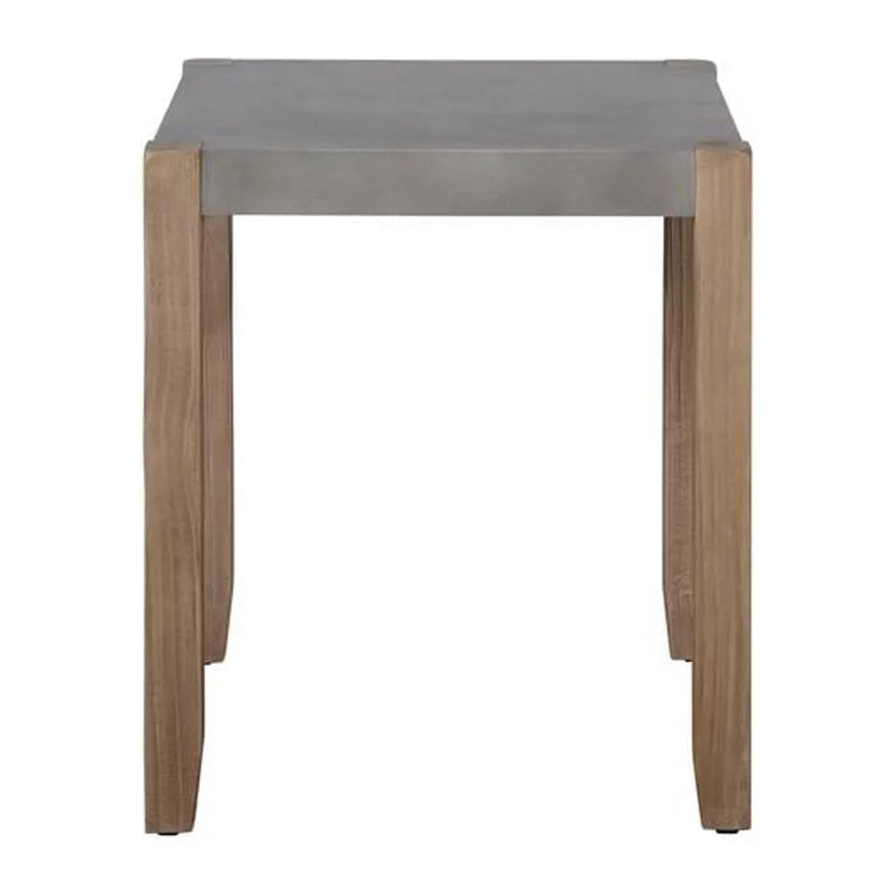 21" Square Faux Concrete and Wood End Table O6726
