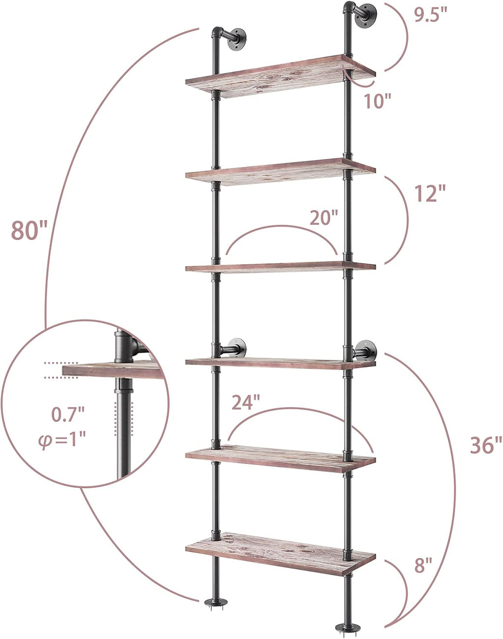 6 Tier Solid Wood Ladder Shelf V17188