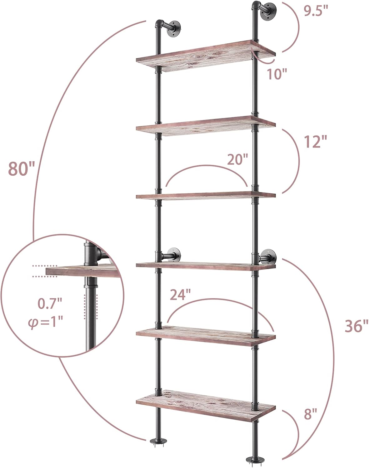 6 Tier Solid Wood Ladder Shelf V17188