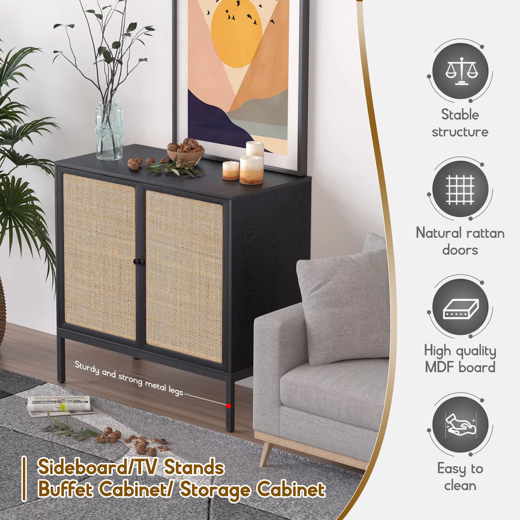 Black Rattan Storage Cabinet N939321