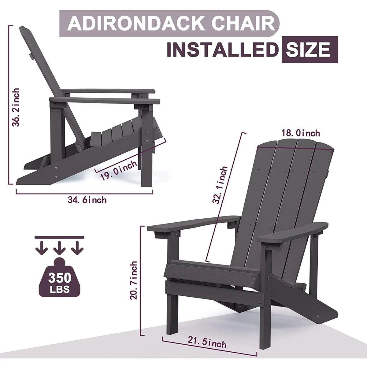 2 Pcs HIPS Adirondack Chair F78104