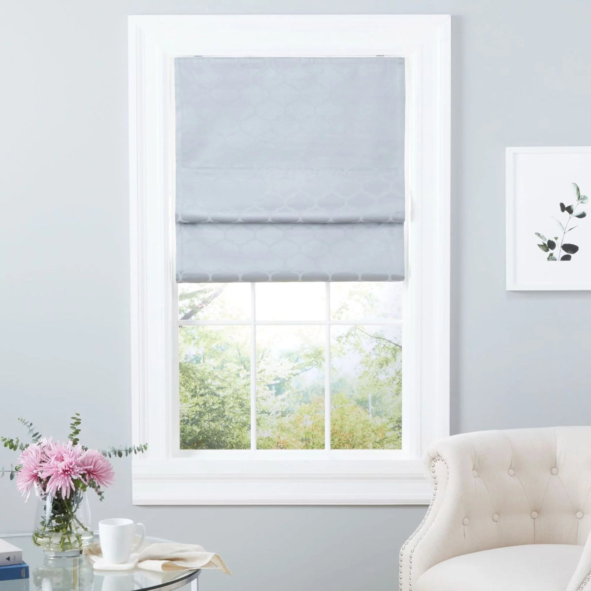 Silver 34"x64" Blackout Roman Shade Y2384