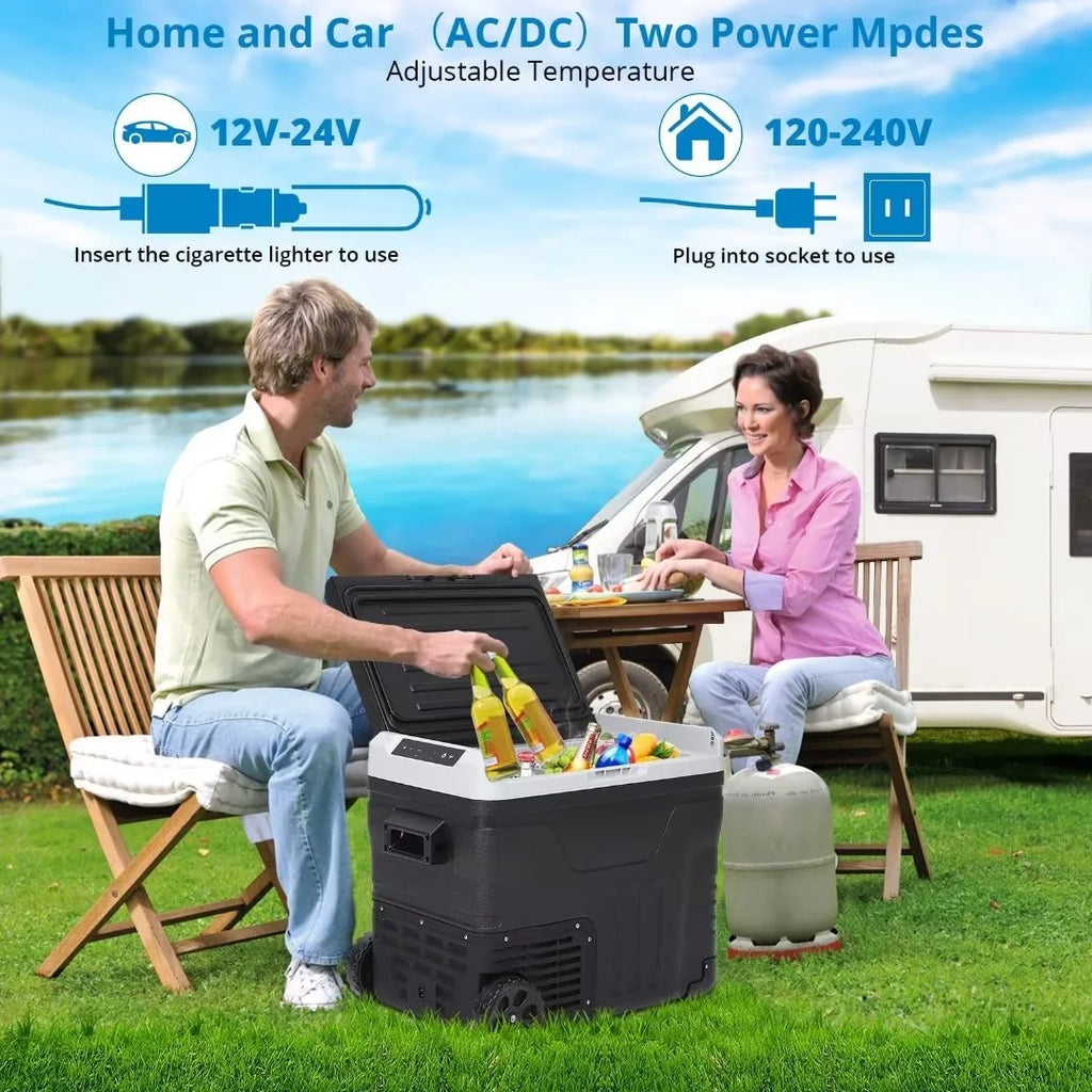 12 Volt Portable Car Refrigerator Freezer 53 Quarts Black H590