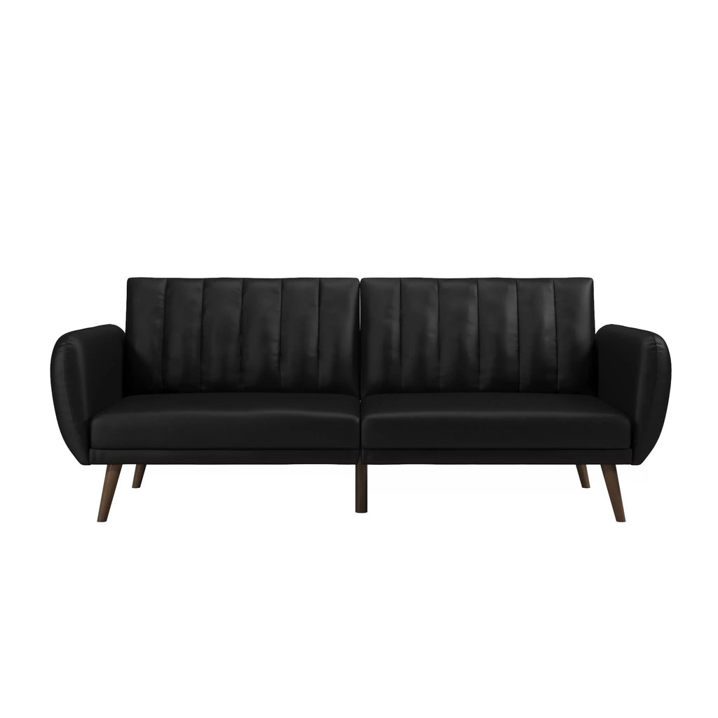 Black Faux Leather Futon Q721