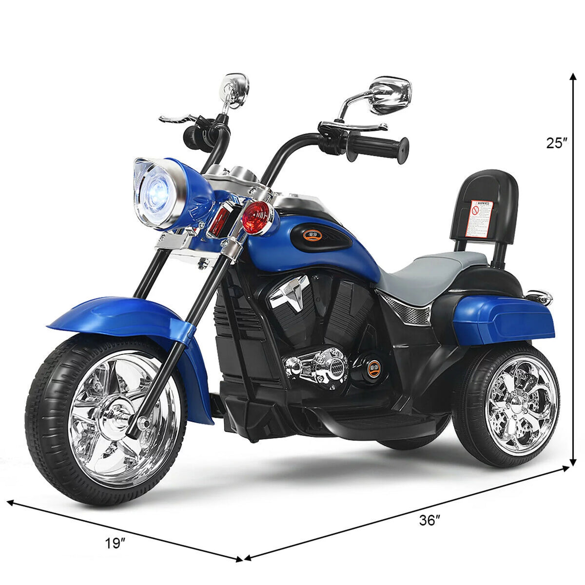 6V Kids Ride On Motorcycle 3 Wheel Trike with Headlight White M227662