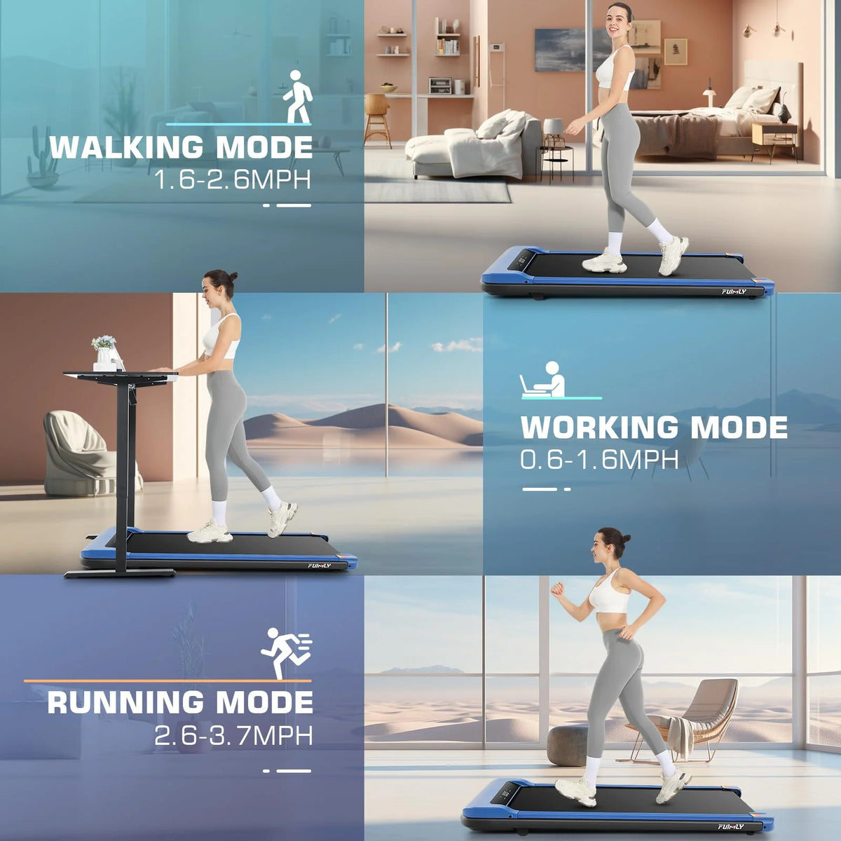Black Electric Walking Pad Treadmill with Remote Control K707919
