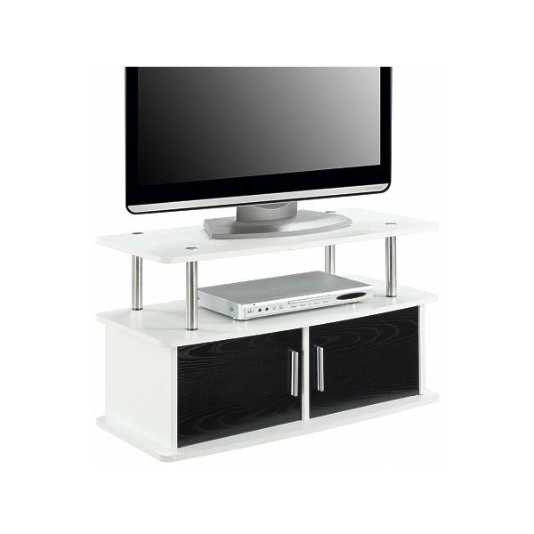 White 2 Door TV Stand with Cabinets W496