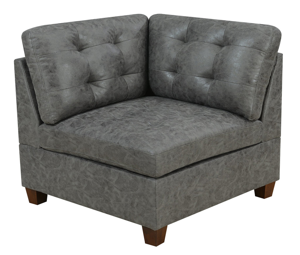 Antique Grey 8Pc Modular Sofa Set Leatherette Tufted Couch S92133