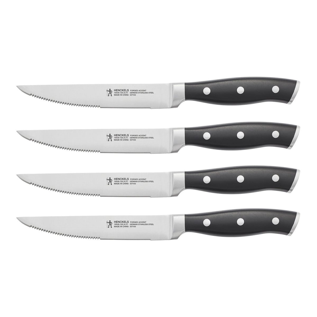 4pc Steak Knife Set with Black Handle K9772