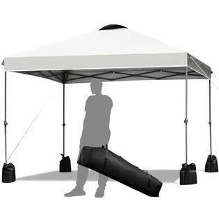 White Pop Up Canopy Tent with Wheeled Carry Bag E57256