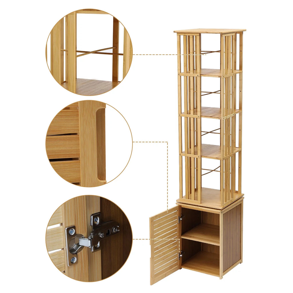 6 Tier 360° Rotating Bamboo Corner Bookshelf N79994