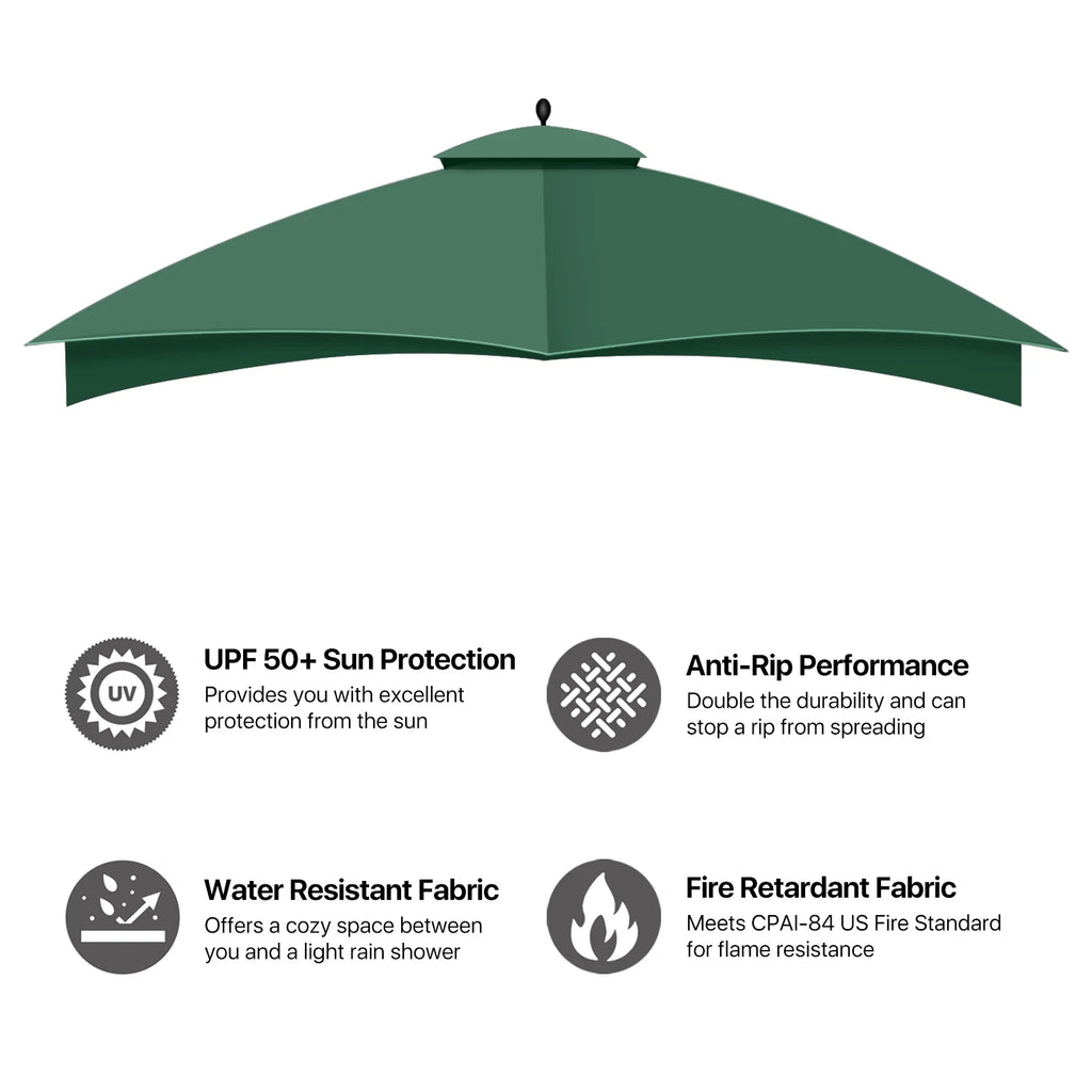 Green 10 X 12 Feet Water-Resistant Gazebo Replacement Canopy Top J5460