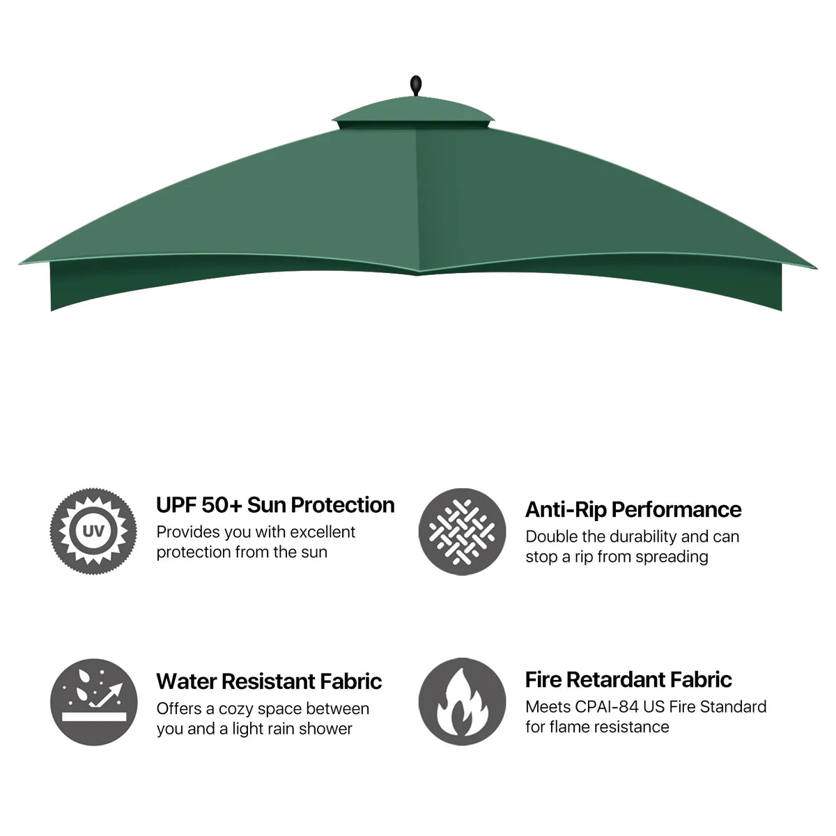Green 10 X 12 Feet Water-Resistant Gazebo Replacement Canopy Top J5460