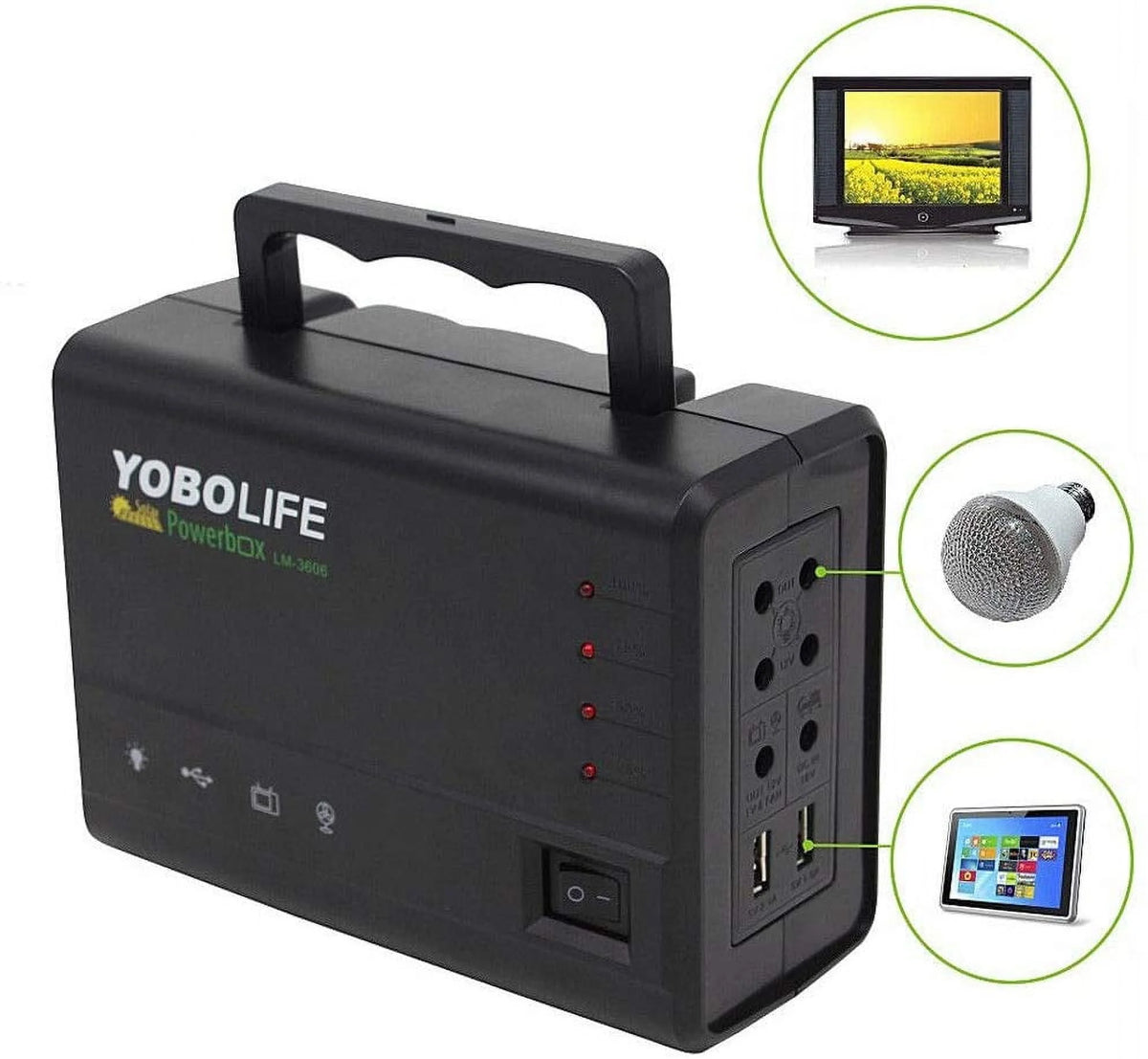 12V 4A Portable Power Station with 4 LED Bulbs R3695