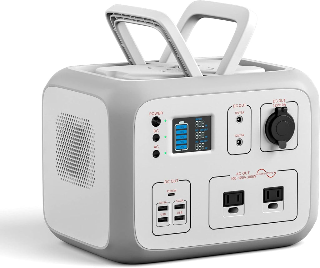 Portable Power Station 500Wh Solar Generator Lithium Battery with 2x110V/300W AC Outlets I905778
