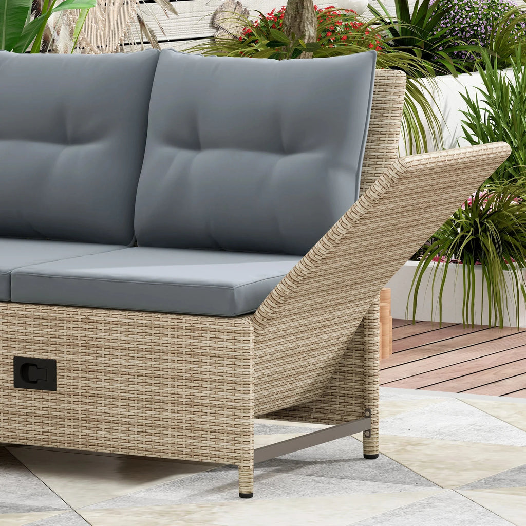 4-Piece PE Wicker Rattan Sofa Set with Adjustable Backs J291