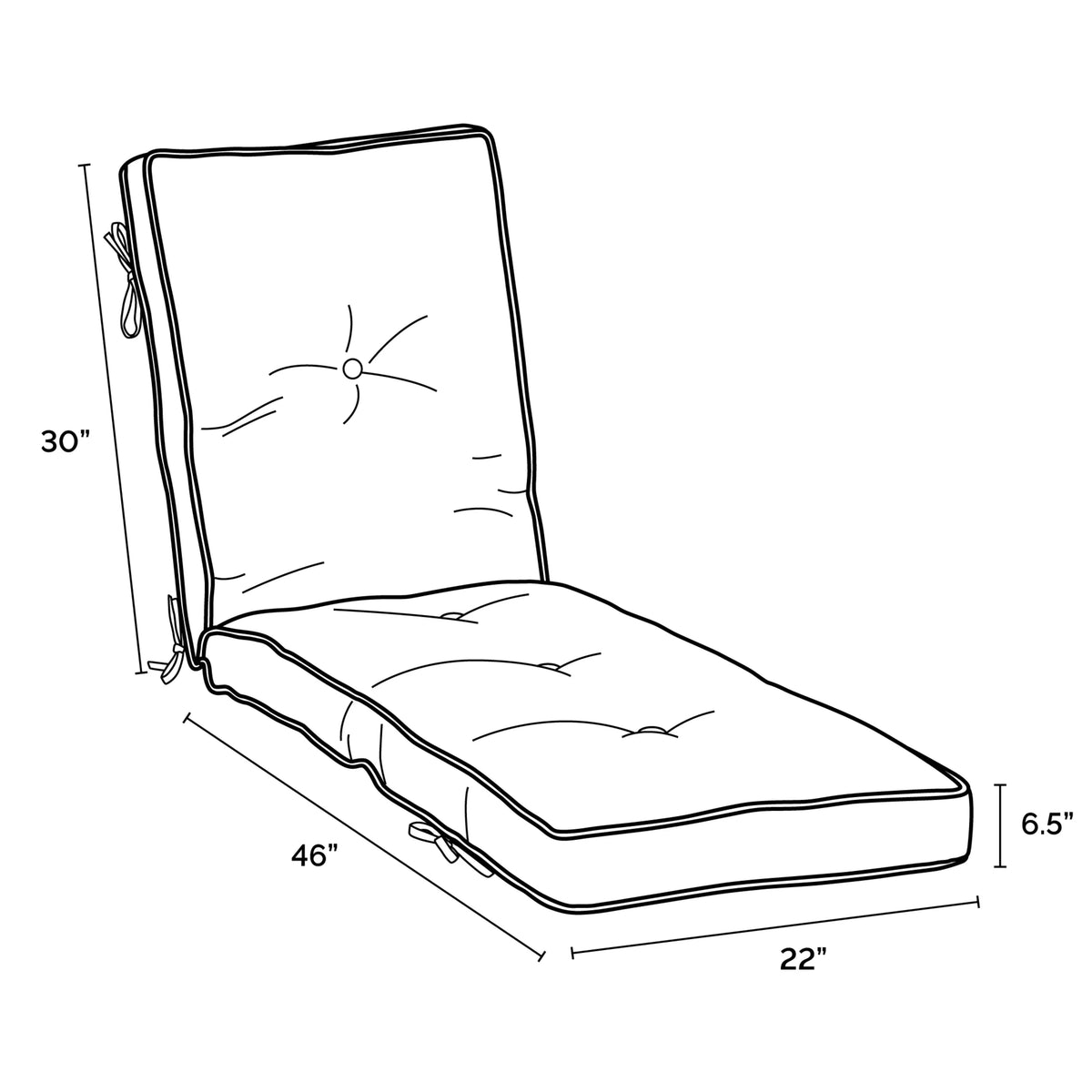 Black Outdoor Chaise Lounge Cushion D32279