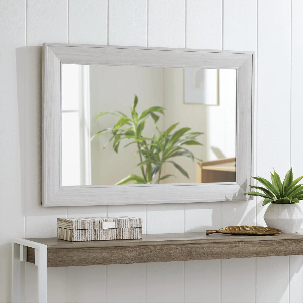 Grey Rectangle MDF Wall Mirror T4489