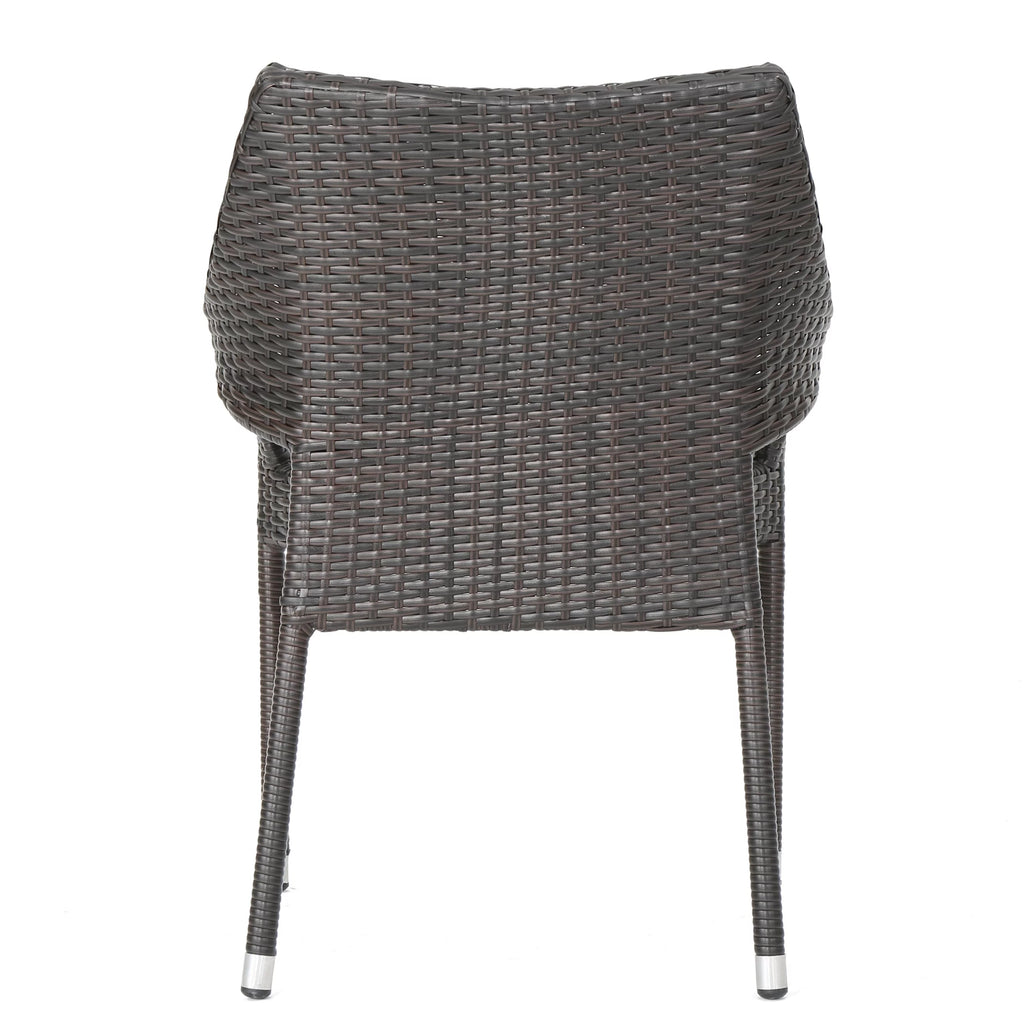 5 Piece Wicker Dining Set with Foldable Table and Stacking Chairs M6476