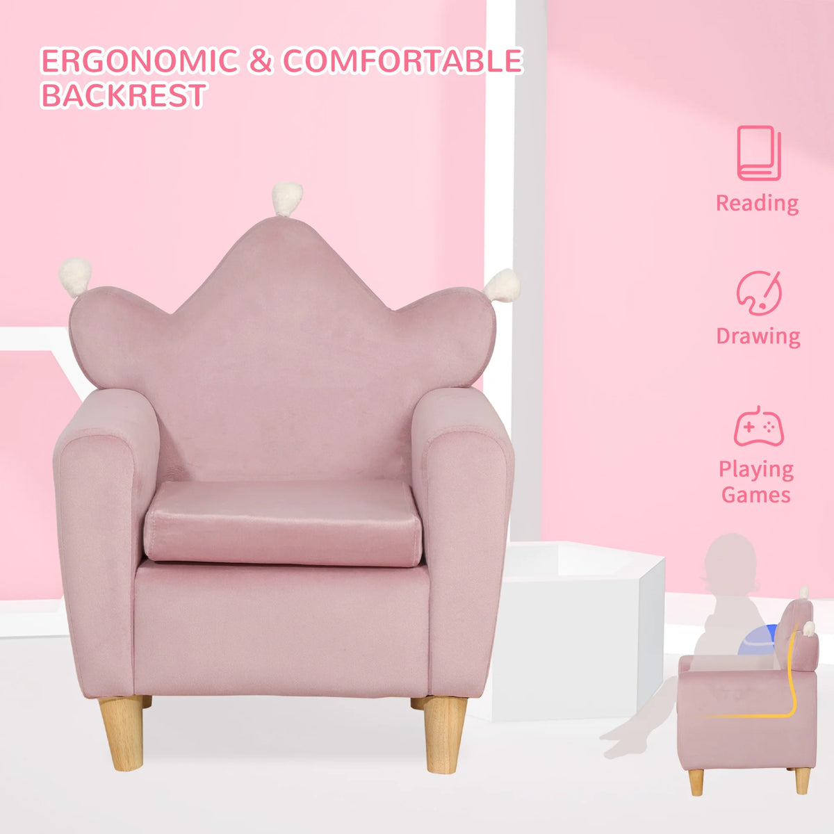 Pink Kids Sofa Chair U3278