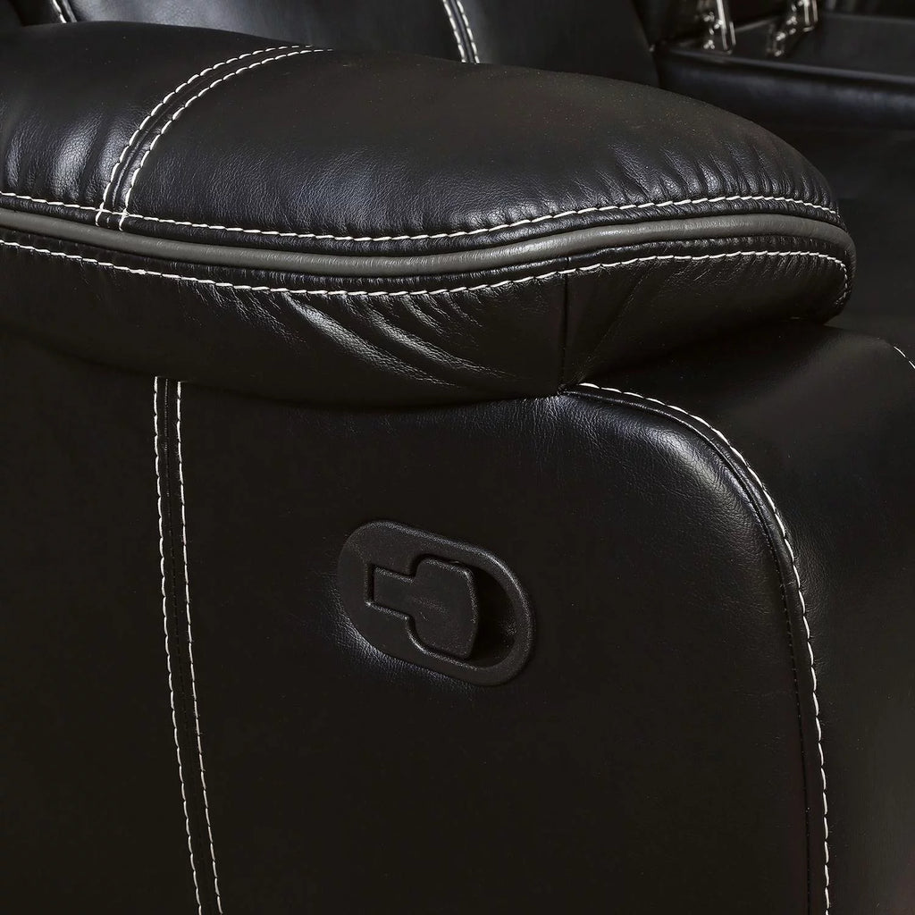 Black Leatherette Recliner Sofa and Loveseat I501