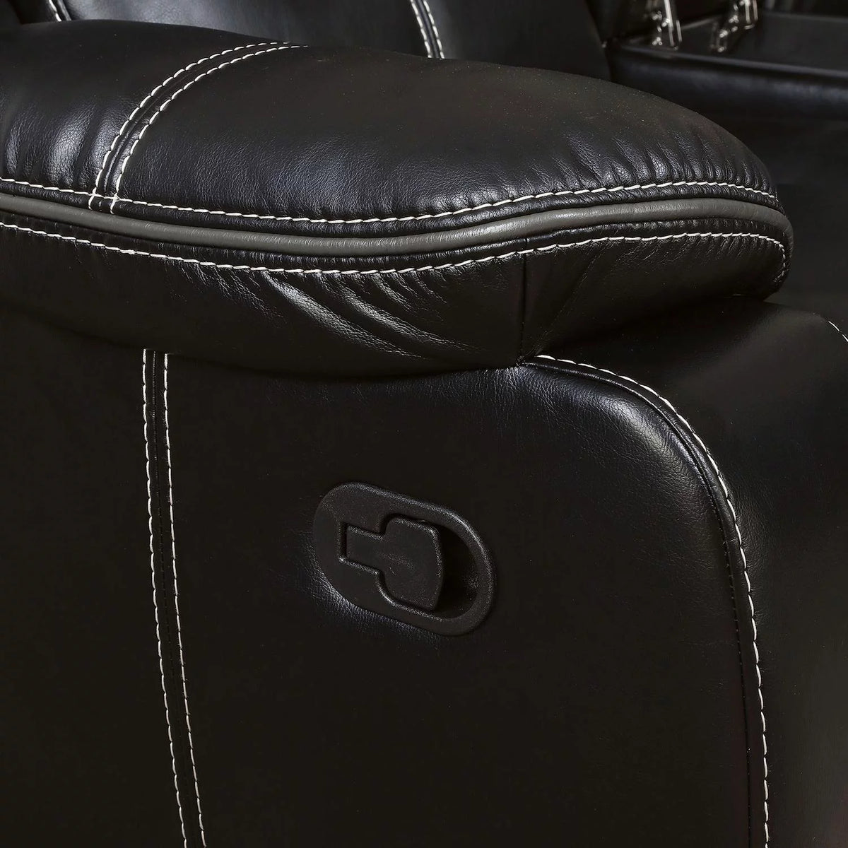 Black Leatherette Recliner Sofa and Loveseat I501