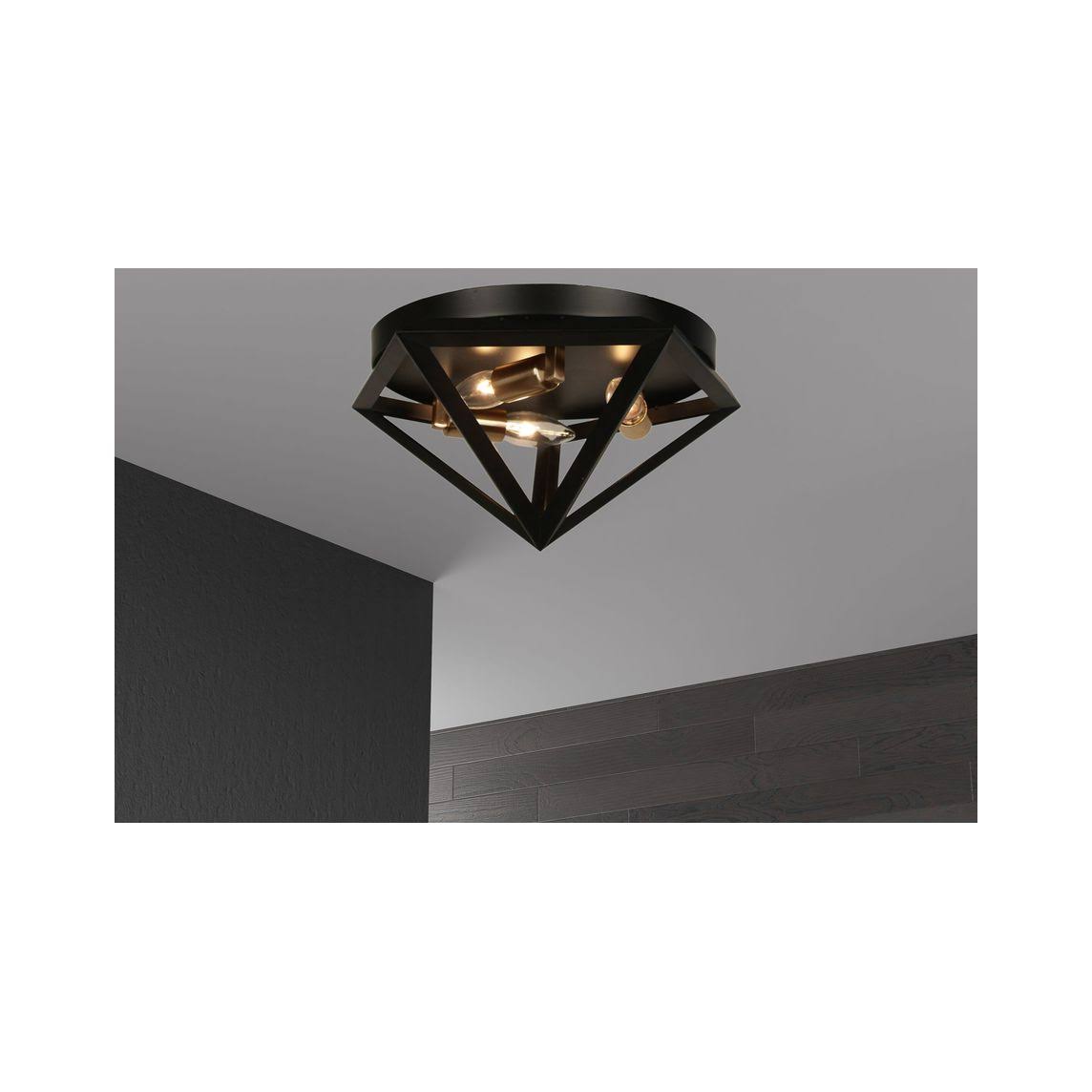 Matte Black 3-Light Flush Mount X398