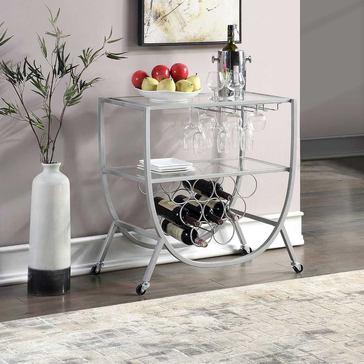 Silver Metal Bar Cart T7558