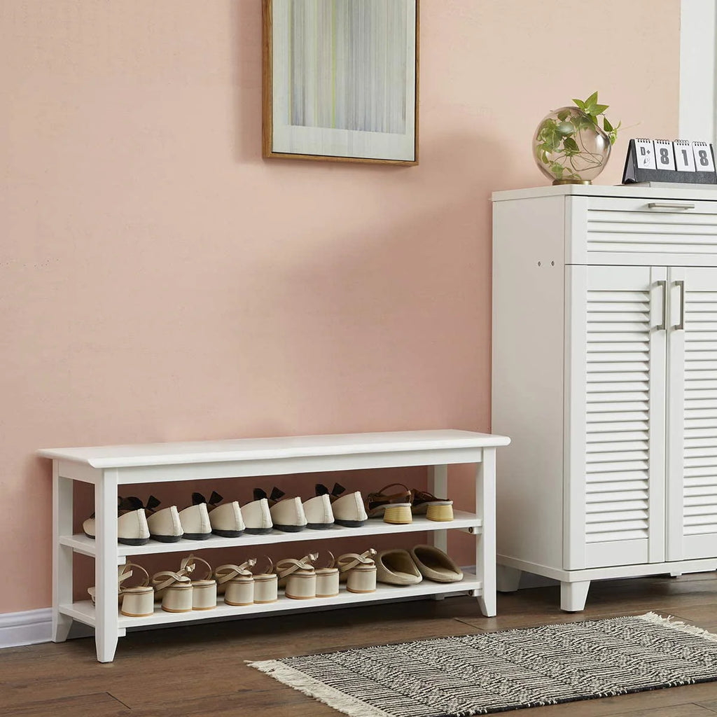 3 Tier Dark Brown Wood Shoe Storage Bench D359969