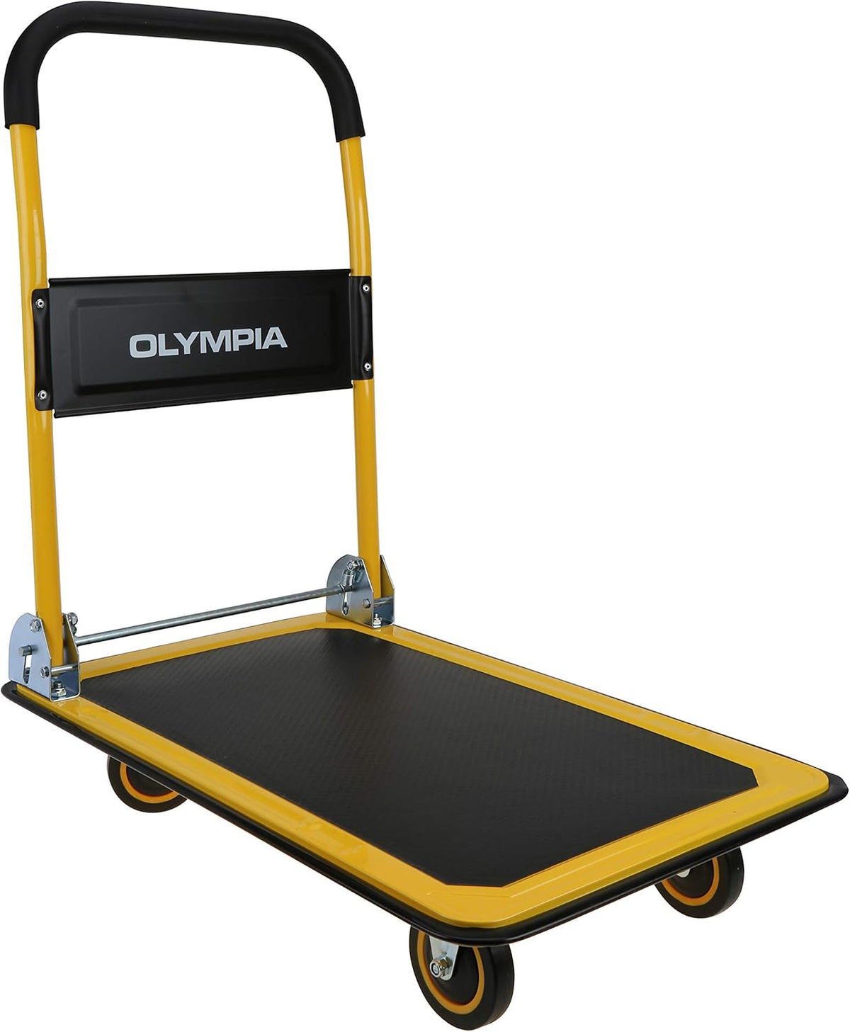 Folding & Rolling Flatbed Cart, Olive Green with Blue Bumper, 600 Lb. Load Capacity, Pack of 2 M66229