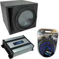 Slotted S Port Single 10 Sub Box & HA-A400.1 Car Stereo Bundle T690