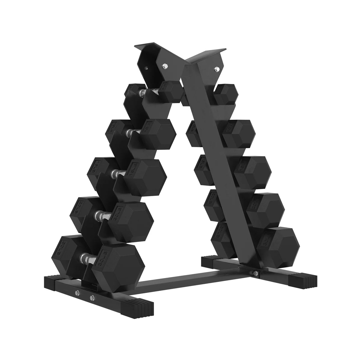 Rubber Hex Dumbbell Set with Racks I124