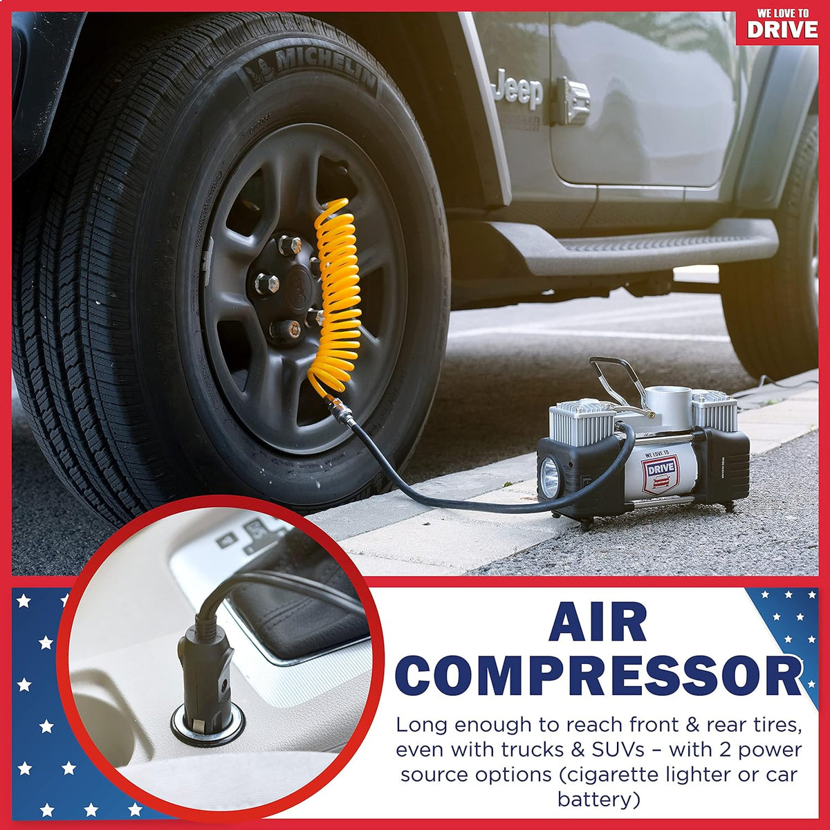 12V DC Portable Air Compressor Tire Inflator with 150 PSI Gauge & Carry Case X242184