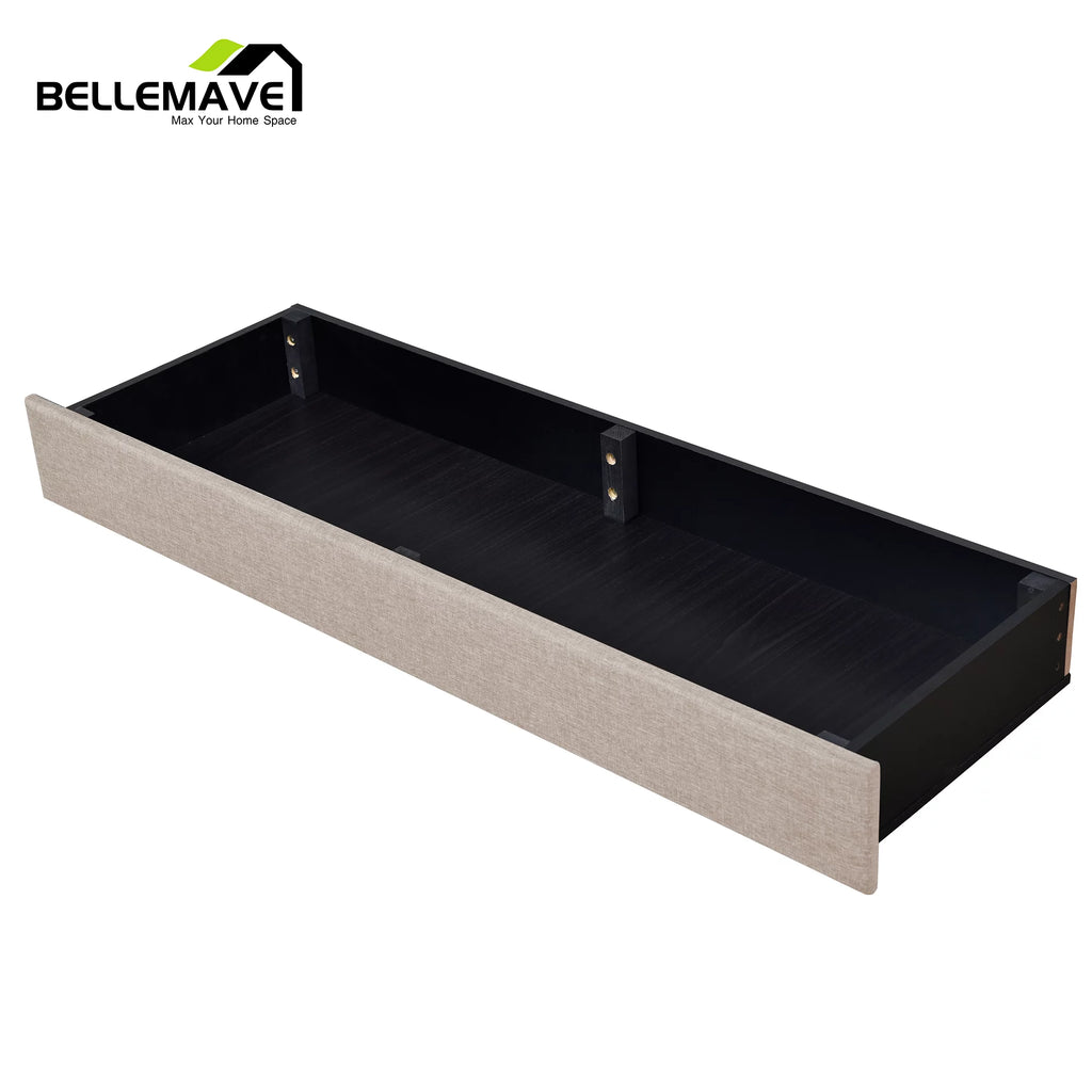 Beige Linen Upholstery Queen Size Platform Bed with 3 Drawers Y1080